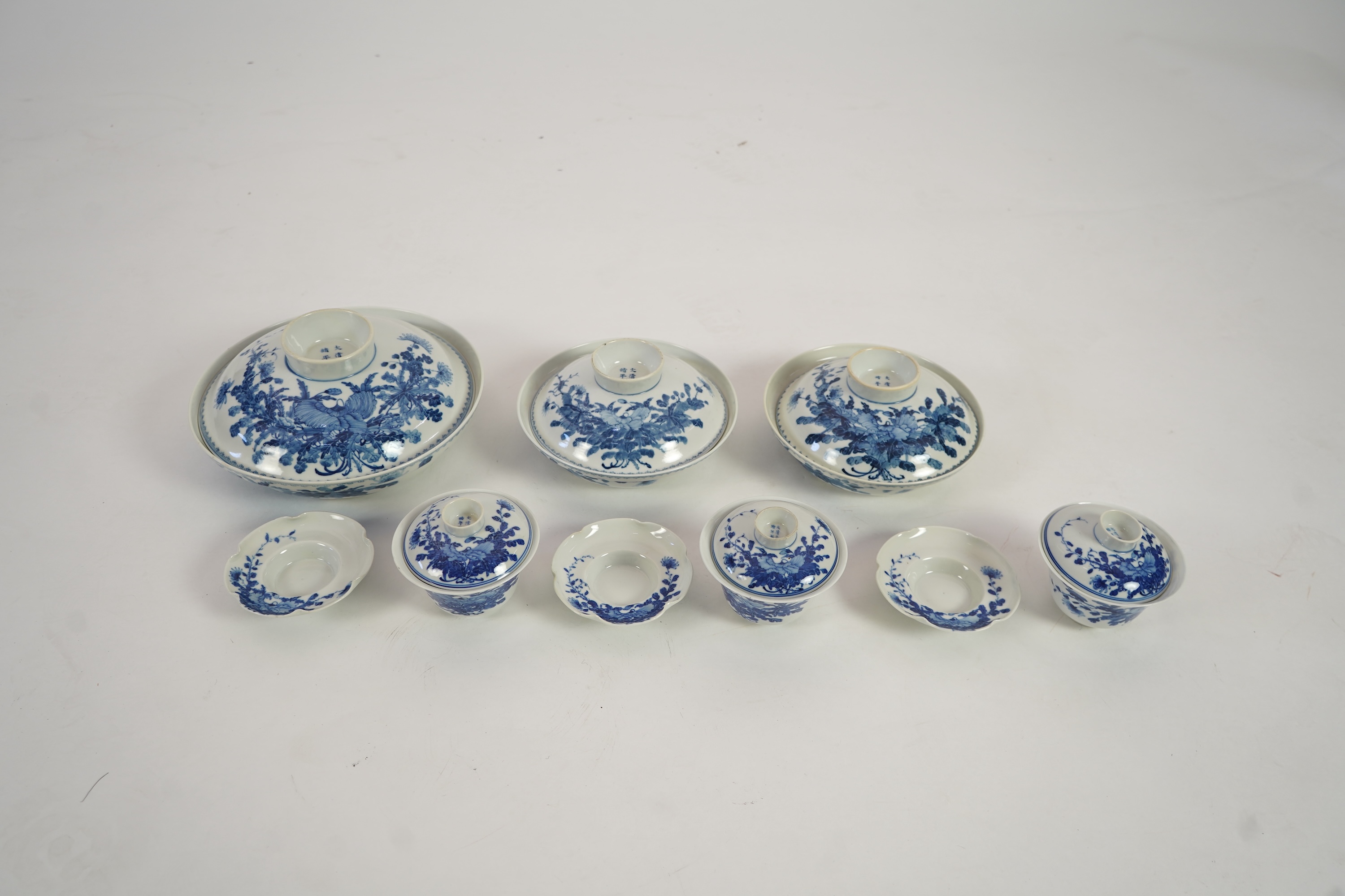 A Chinese blue and white table service, Guangxu mark and of the period (1875-1908)